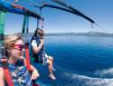 two people parasailing on Lake Tahoe